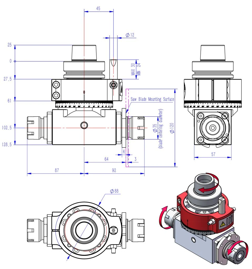 HSK63F-ER25×2-S technical drawing 1
